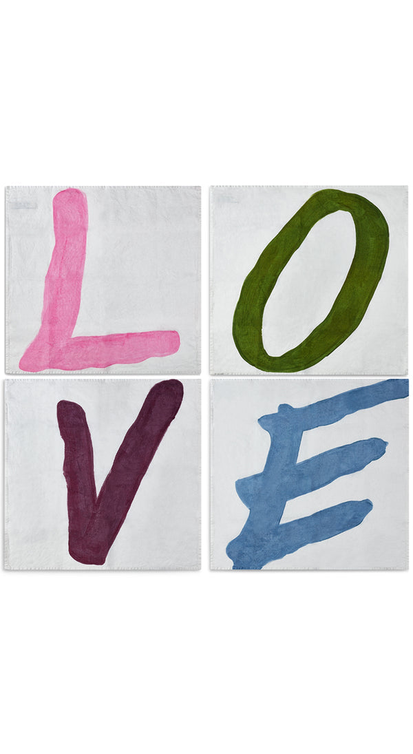summerill & bishop 'LOVE' Alphabet Napkins Set of Four in Multicolours 50x50cm