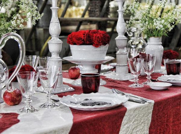 Summerill & Bishop 'Love' Word Linen Tablecloth In Claret Red