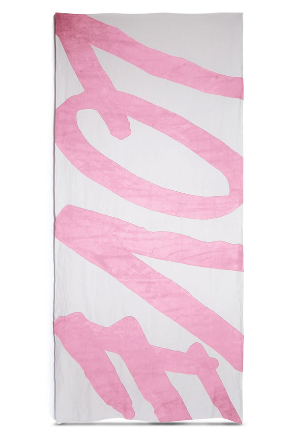 summerill & bishop 'Love' Word Linen Tablecloth in Rose Pink