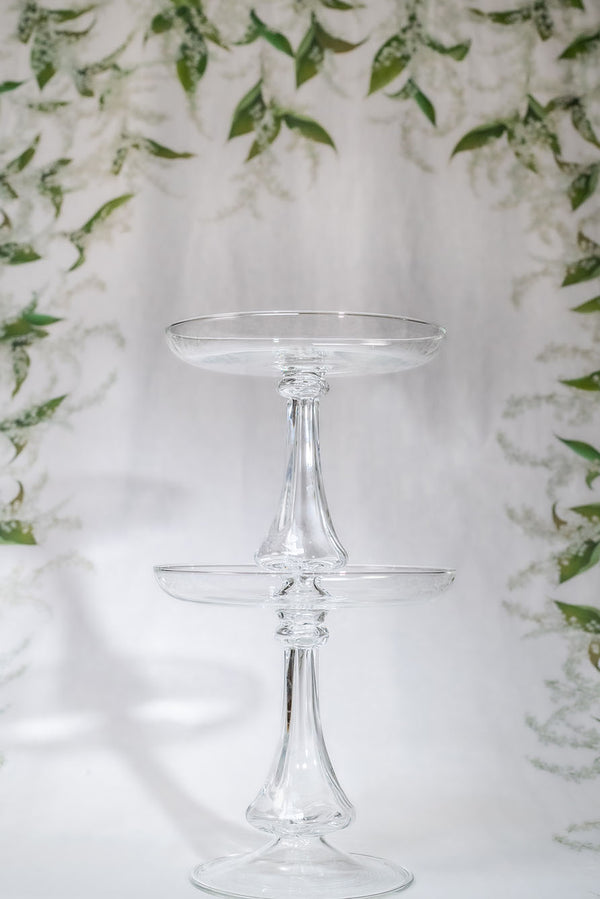 Summerill & Bishop Luna Clear Handblown Glass 2 Level Cake Stand 40cm