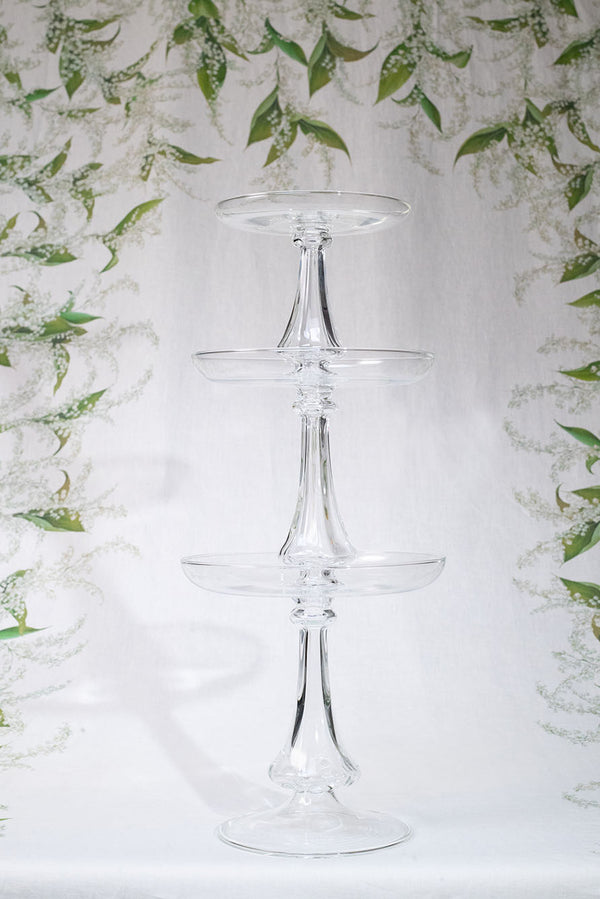 Summerill & Bishop Luna Clear Handblown Glass 3 Level Cake Stand 60cm