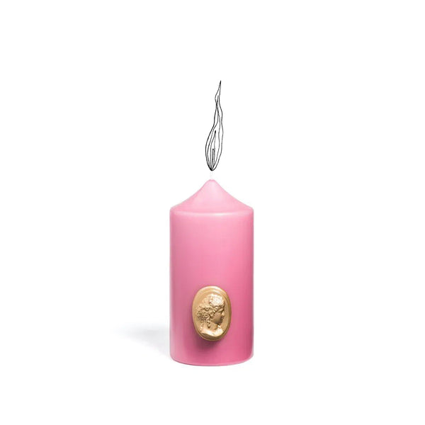 Summerill & Bishop 'Madame De Pompadour' Cameo Pillar Candle In Pink By Trudon 15cm