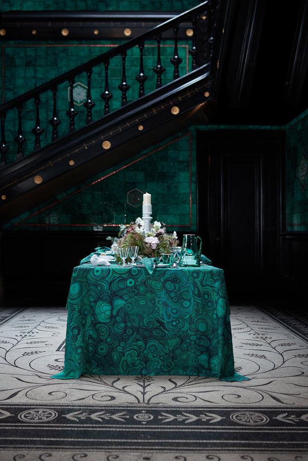 Summerill & Bishop 'Malachite' Linen Tablecloth In Emerald Green