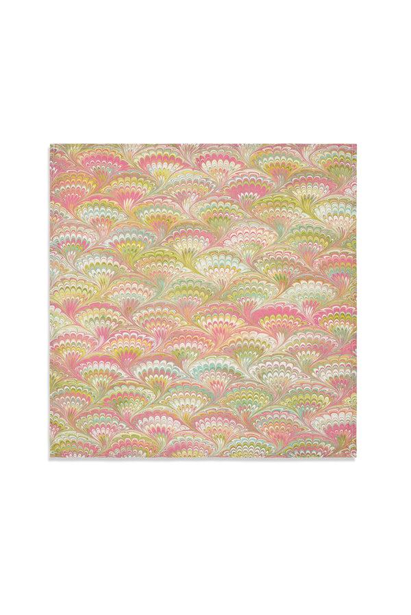 Summerill & Bishop 'Marble Fan' Linen Napkin In Pink Green & Yellow 50x50cm