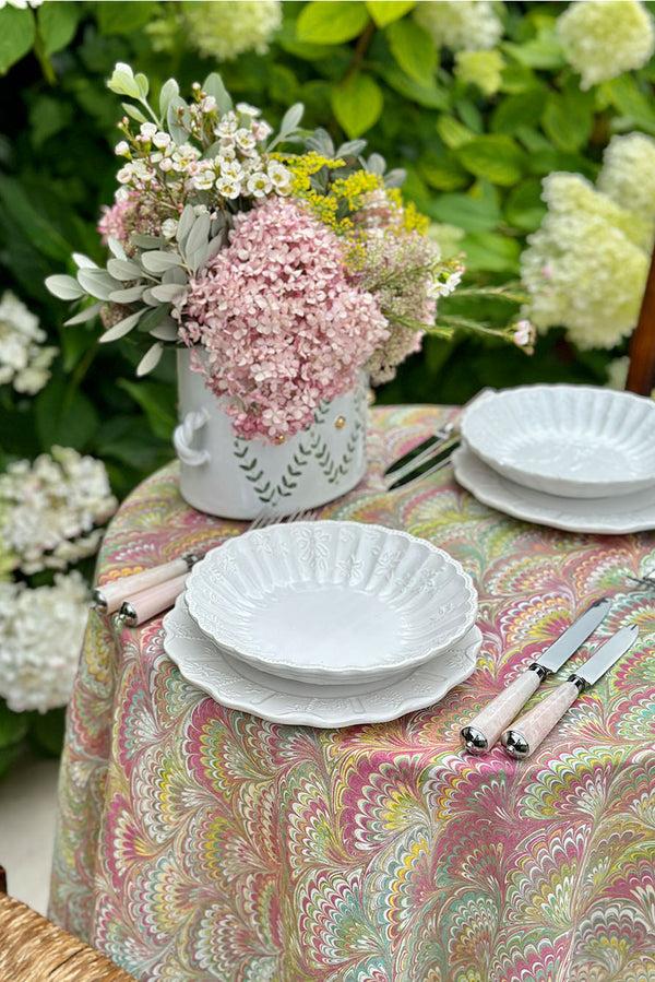 Summerill & Bishop 'Marble Fan' Round Occasional Linen Tablecloth 165cm