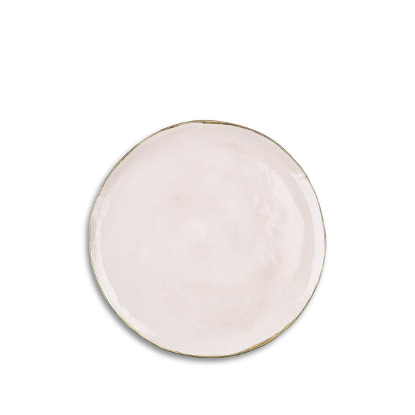 summerill & bishop Medium Pink Ceramic Plate with 24kt Gold Rim 27cm