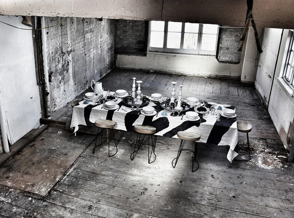 Summerill & Bishop 'Merci' Word Linen Tablecloth In Smoke Grey