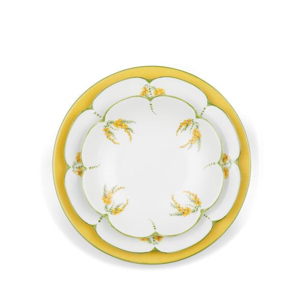 Summerill & Bishop Mimosa Yellow Rim Hand-Painted Porcelain Charger Plate 30cm