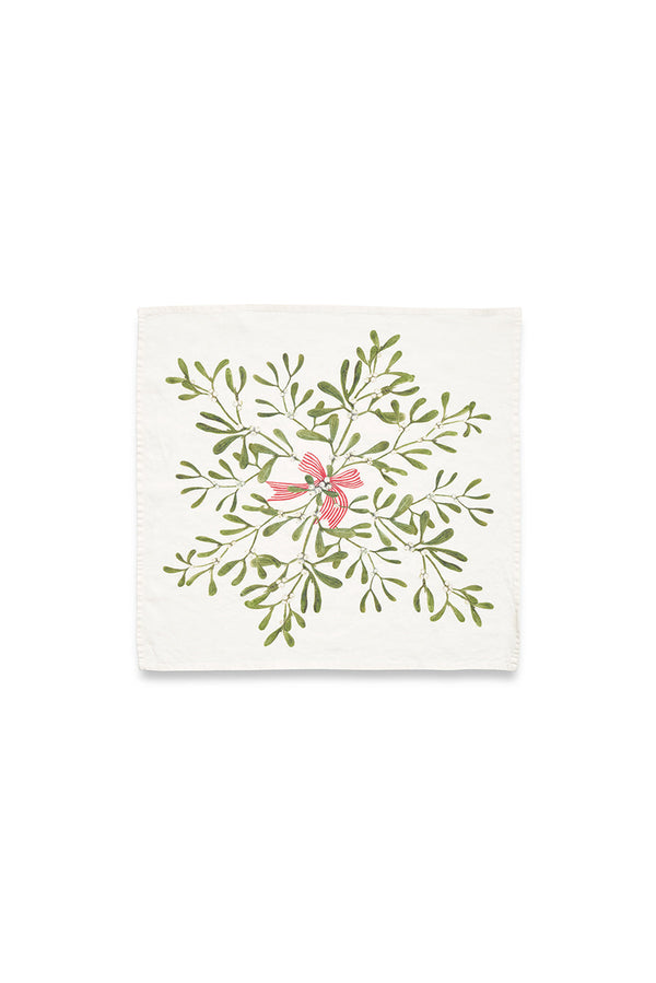 Summerill & Bishop 'Mistletoe Kiss' Linen Napkin 50x50cm