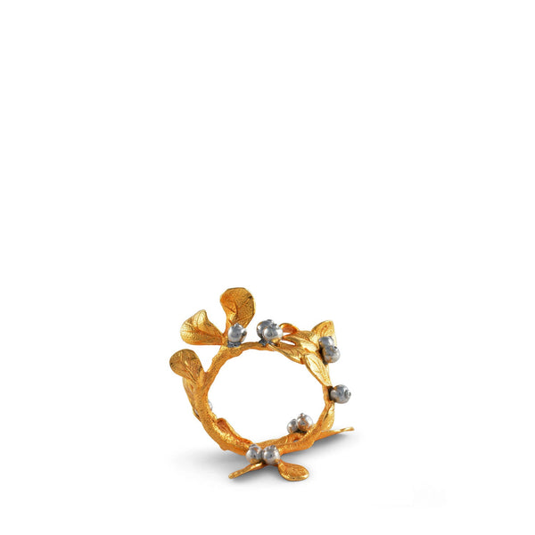 Summerill & Bishop Mistletoe Pewter Napkin Ring In Gold & Silver