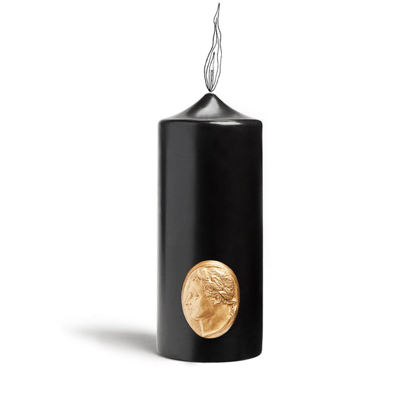 Summerill & Bishop 'Napoleon' Imperial Cameo Pillar Candle In Black 25cm By Trudon