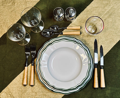 Summerill & Bishop 'Noel' Linen Tablecloth In Gold And Avocado Green