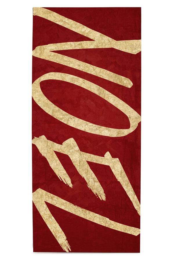 summerill & bishop 'Noel' Linen Tablecloth in Gold and Claret Red