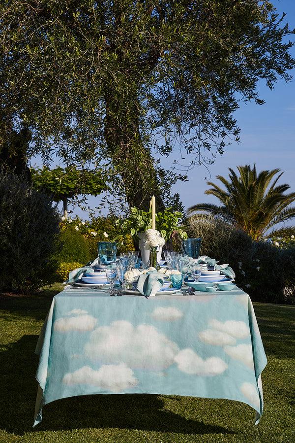 Summerill & Bishop 'Nuages' Cloud Linen Tablecloth In Blue