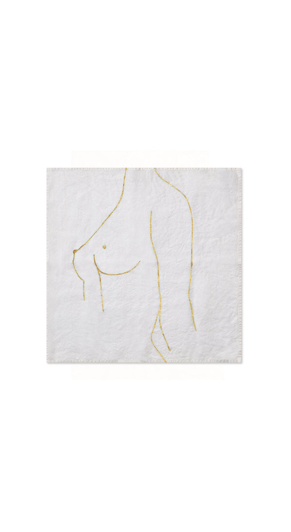 Summerill & Bishop Nude Linen Napkin "Female Chest" In Gold 50x50cm