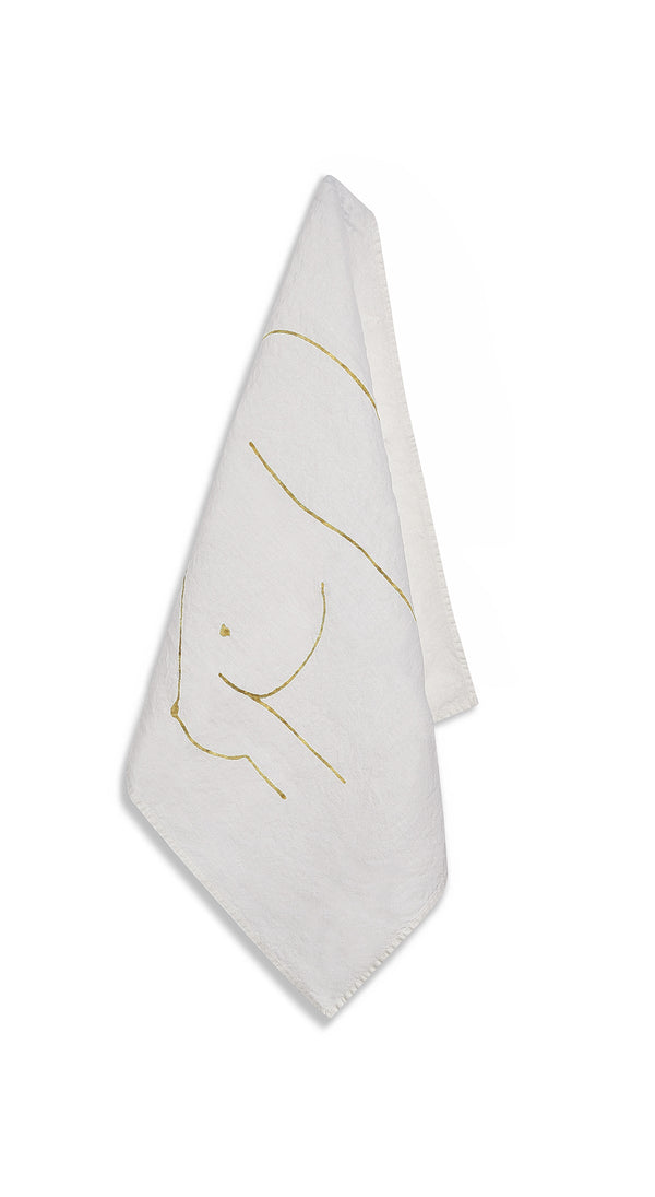 summerill & bishop Nude Linen Napkin "Female Chest" in Gold 50x50cm