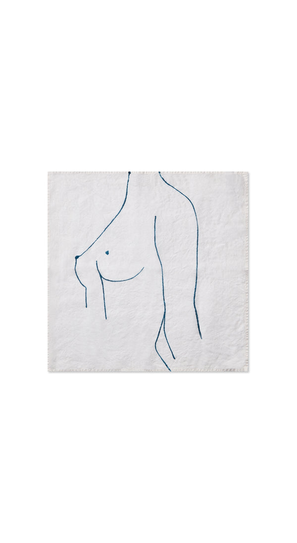 Summerill & Bishop Nude Linen Napkin "Female Chest" In Midnight Blue 50x50cm