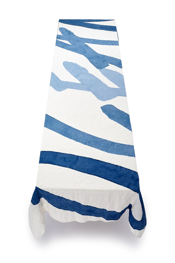 Summerill & Bishop 'Ocean' Word Linen Tablecloth In Waves Of Blue