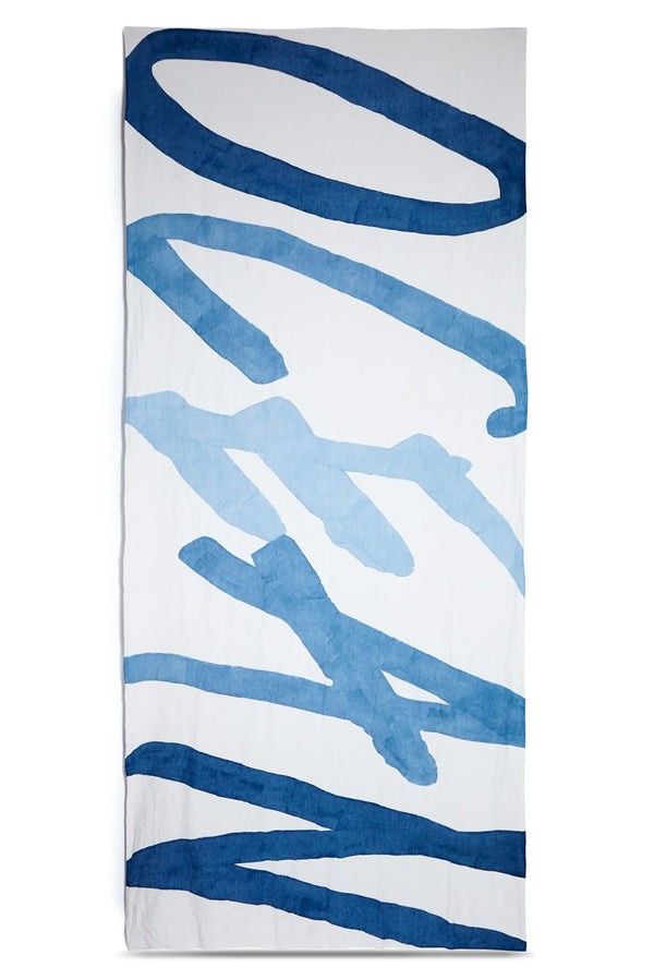 summerill & bishop 'Ocean' Word Linen Tablecloth in Waves of Blue