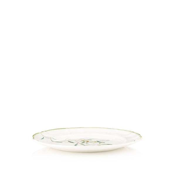 Summerill & Bishop Olive Branch Scalloped Dinner Plate With Blue Butterfly 26cm