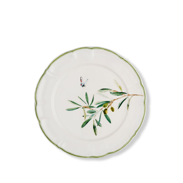 summerill & bishop Olive Branch Scalloped Dinner Plate With Blue Butterfly 26cm