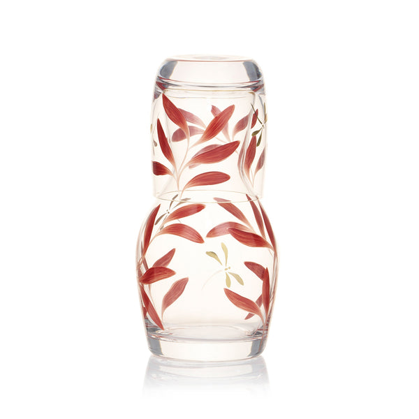 summerill & bishop Olive Leaf Burgundy & Gold Dragonfly Bedside Carafe & Tumbler Set