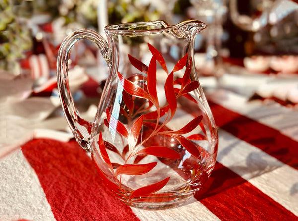 Summerill & Bishop Olive Leaf Burgundy & Gold Dragonfly Jug