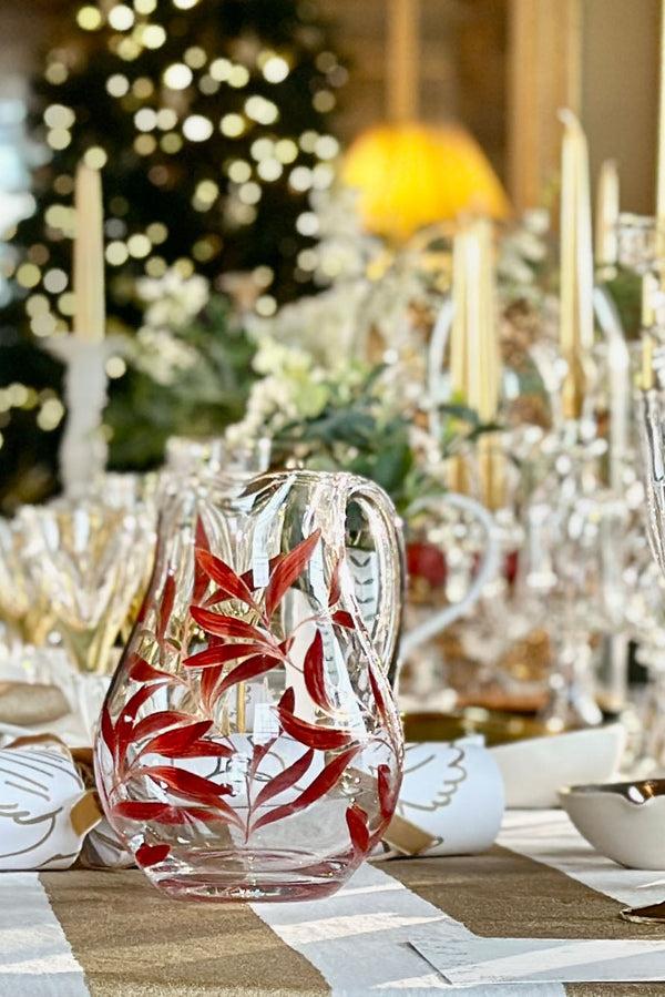 Summerill & Bishop Olive Leaf Burgundy & Gold Dragonfly Jug