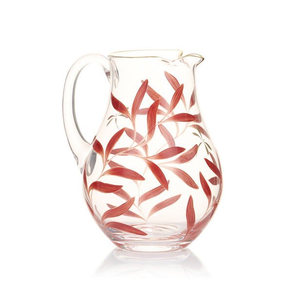 summerill & bishop Olive Leaf Burgundy & Gold Dragonfly Jug
