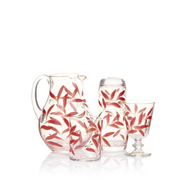 Summerill & Bishop Olive Leaf Burgundy & Gold Dragonfly Wine Glass