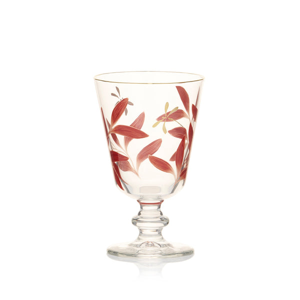 summerill & bishop Olive Leaf Burgundy & Gold Dragonfly Wine Glass