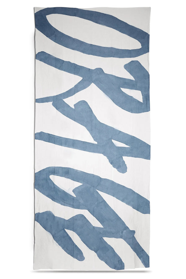 summerill & bishop 'Orage' Word Linen Tablecloth in Powder Blue