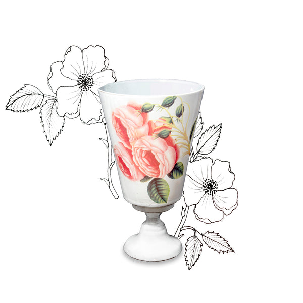 Summerill & Bishop Painted Rose Vase By Astier De Villatte 31cm