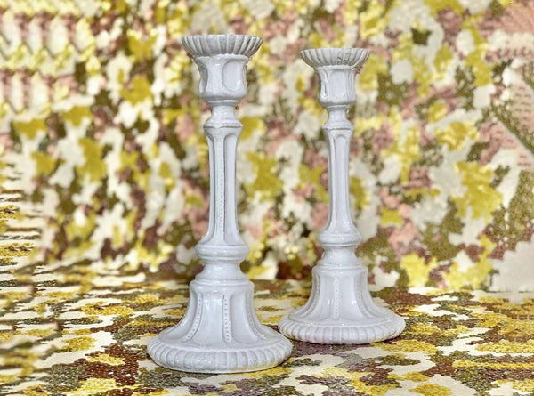 Summerill & Bishop Pair Of Gisele Candlesticks By Astier De Villatte 25cm