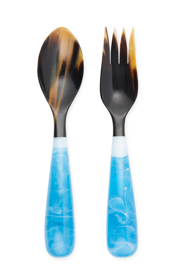 summerill & bishop Pair of Resin Salad Servers in Ice Blue 33cm
