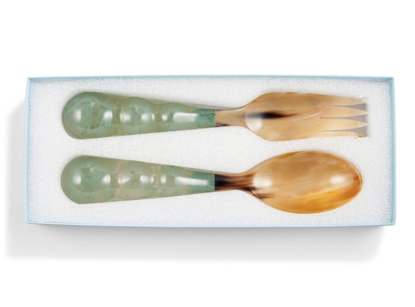 Summerill & Bishop Pair Of Resin Salad Servers In Sage Green 33cm