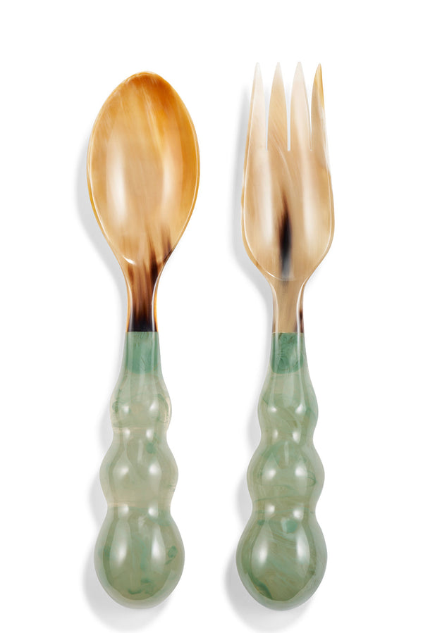 summerill & bishop Pair of Resin Salad Servers in Sage Green 33cm