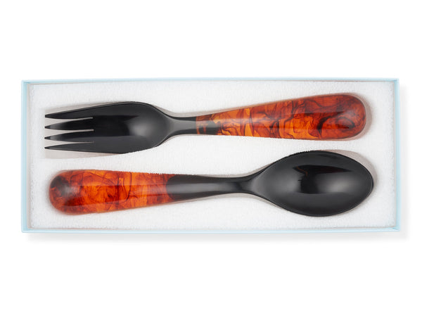 Summerill & Bishop Pair Of Resin Salad Servers In Tortoiseshell 33cm