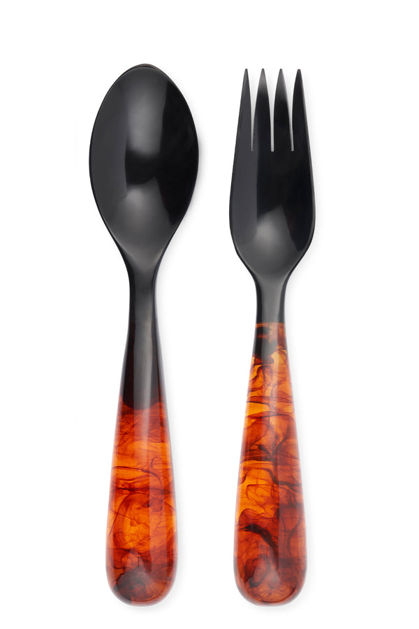 summerill & bishop Pair of Resin Salad Servers in Tortoiseshell 33cm