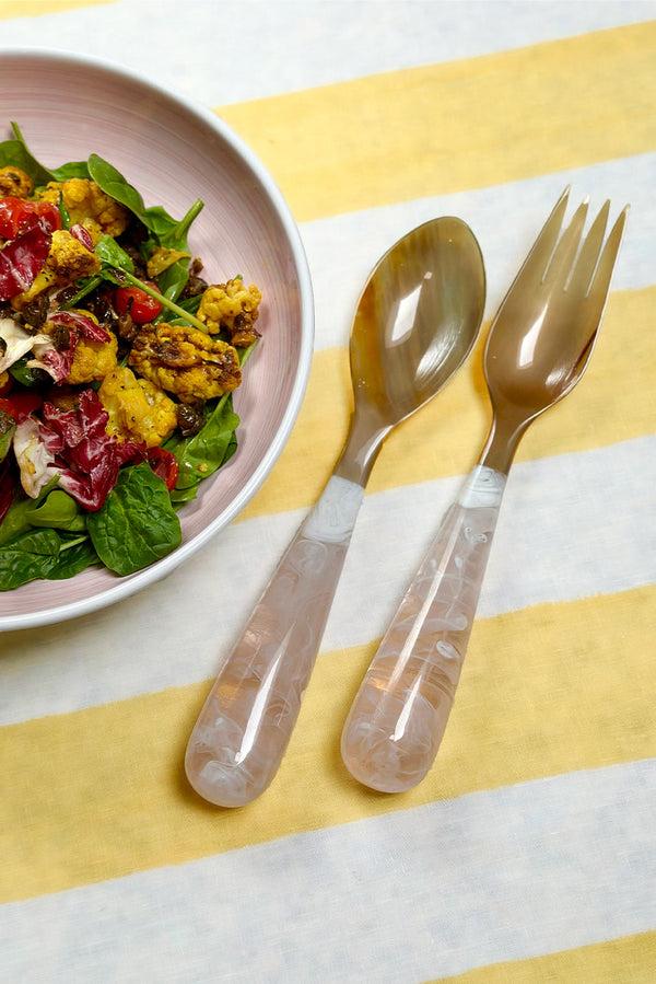 Summerill & Bishop Pair Of Resin Salad Servers In White 33cm