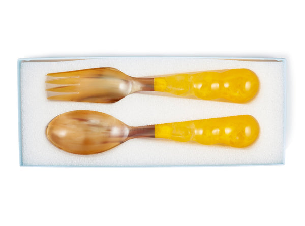 Summerill & Bishop Pair Of Resin Salad Servers In Yellow 33cm