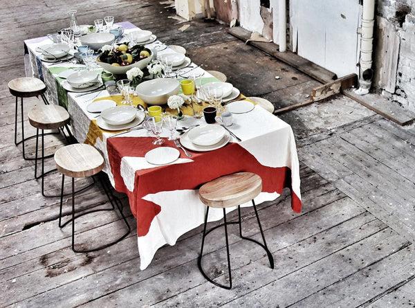 Summerill & Bishop 'Peace' Word Linen Tablecloth In Multicolours