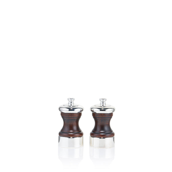 summerill & bishop Peugeot Mignonnette Palace Salt & Pepper Mill Set Silver Plated and Dark Wood 10cm