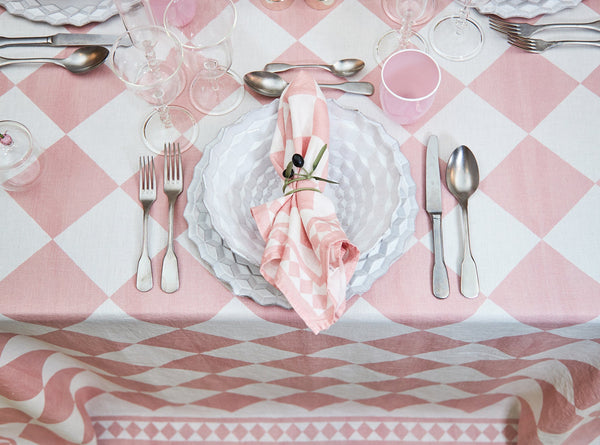 Summerill & Bishop 'Pink Check' Summerill & Bishop X Claridge's Linen Napkin 50x50cm