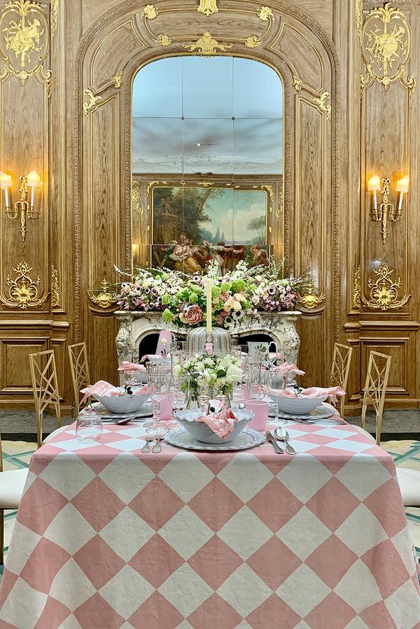 Summerill & Bishop 'Pink Check' Summerill & Bishop X Claridge's Linen Tablecloth