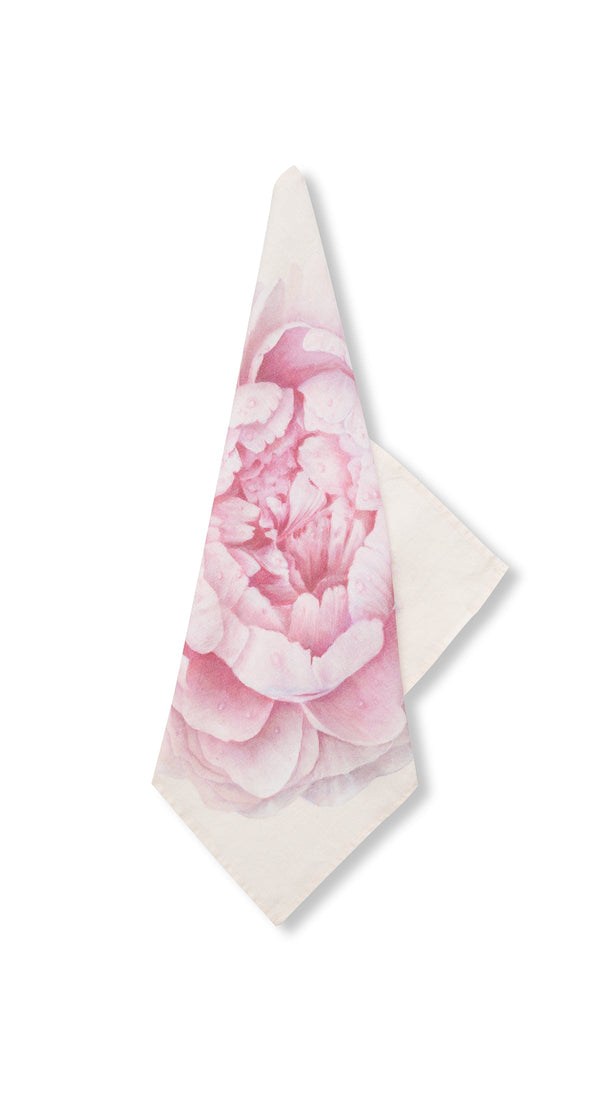 summerill & bishop Pink Painted 'Peony' Linen Napkin 50x50cm