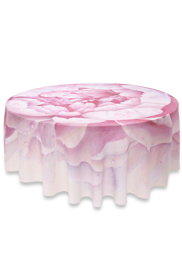 Summerill & Bishop Pink Painted 'Peony' Linen Tablecloth