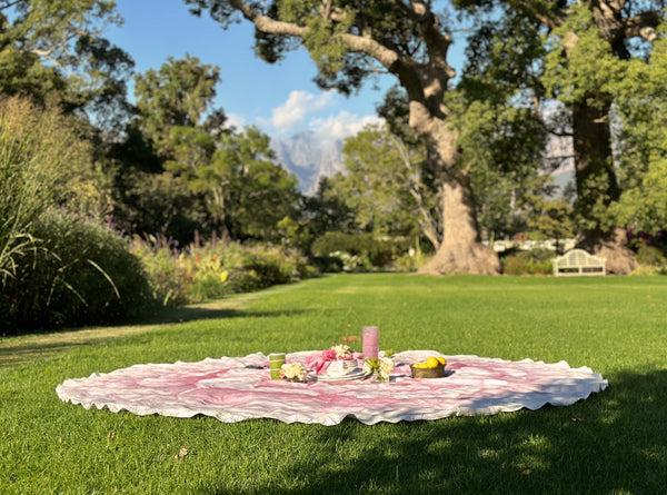 Summerill & Bishop Pink Painted 'Peony' Linen Tablecloth