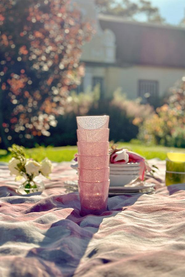 Summerill & Bishop Pink Painted 'Peony' Linen Tablecloth