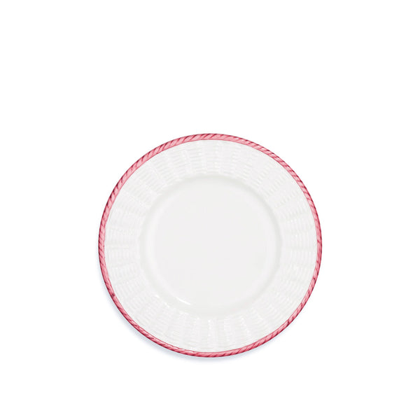 summerill & bishop Rattan Effect Hand-Painted Bordeaux Rim Side/Dessert Plate 21cm